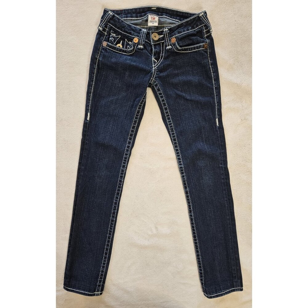 True Religion Julie Big T Women Skinny Stretch Dark Wash Jeans Size 25 USA